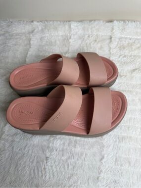 CROCS Women’s LiteRide Double Strap Slide Sandal — Dusty Rose